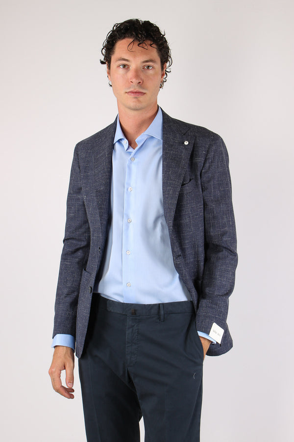Giacca Tasca Toppa Drop Sette Blu Navy-2