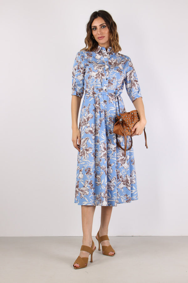 Chemisier Cotone Fantasia Blu Wave-2