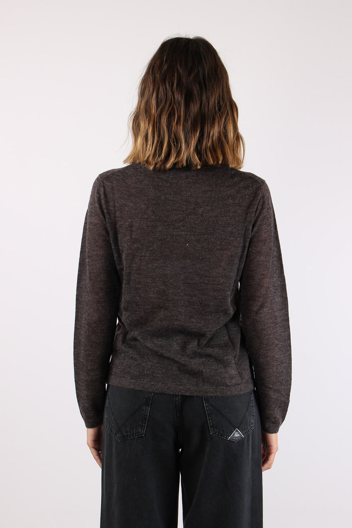 Cardigan In Maglia Bottoni Ebano-5