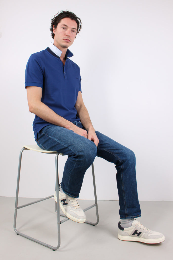 Polo Colletto Contrasto Royal-2