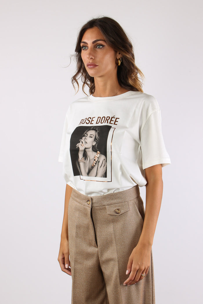 T-shirt Stampa Lamina Panna-4
