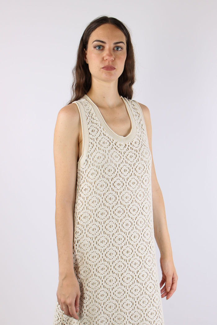 Abito Lungo Macrame Ecru-6