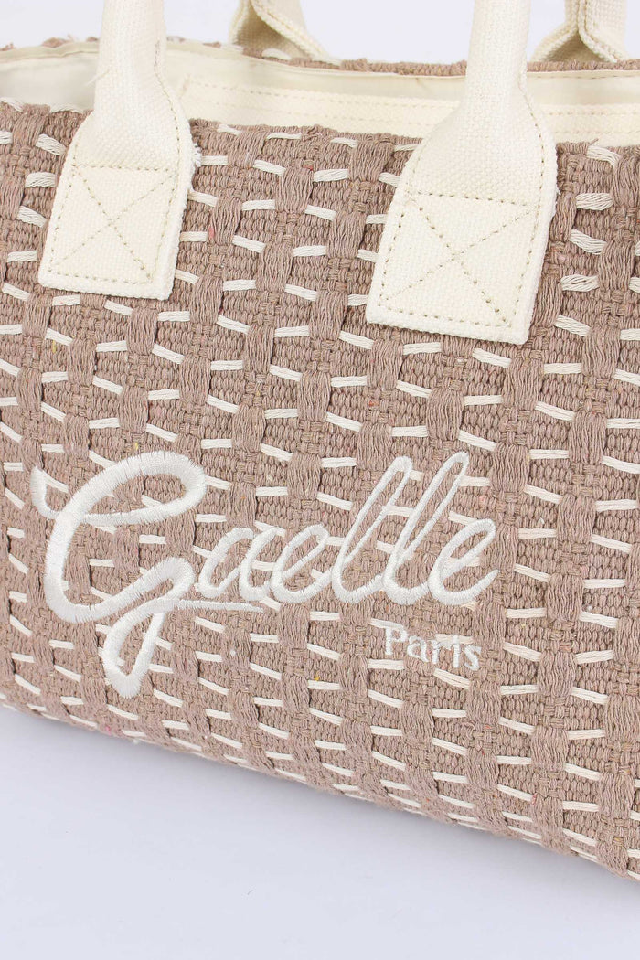 Mini Shopping Intreccio Beige-5