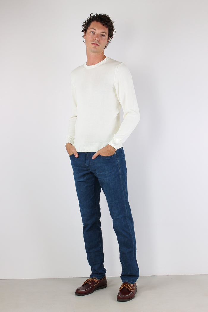 Maglia Girocollo 2 Fili 100% Cotone Panna-6