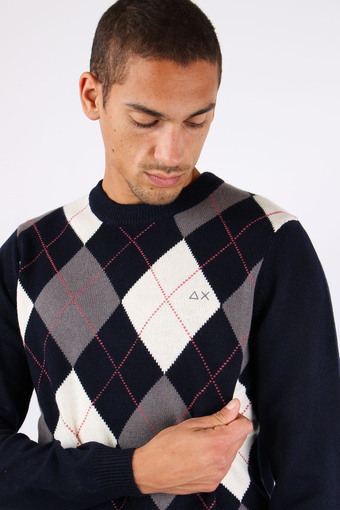 Maglia Losanghe Lana Cashmere Navy/grigio-6