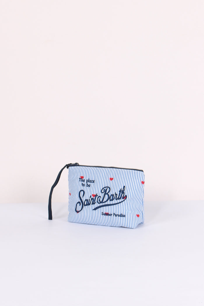 Aline Pochette Cotone Righe Bianco/azzurro-2