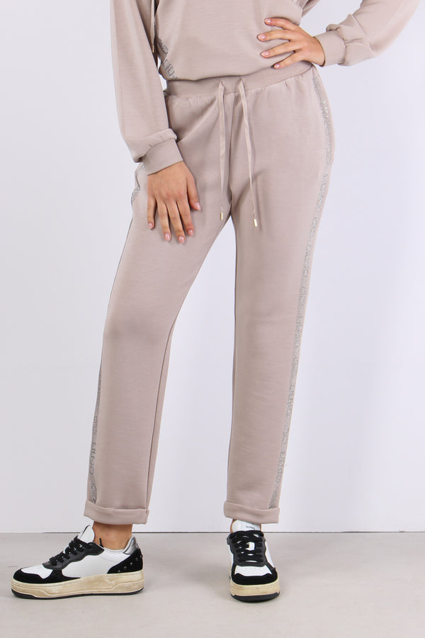 Pantaloni Modal Banda Strass Champagne-2
