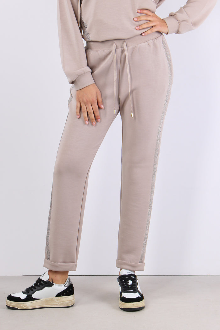 Pantaloni Modal Banda Strass Champagne-2