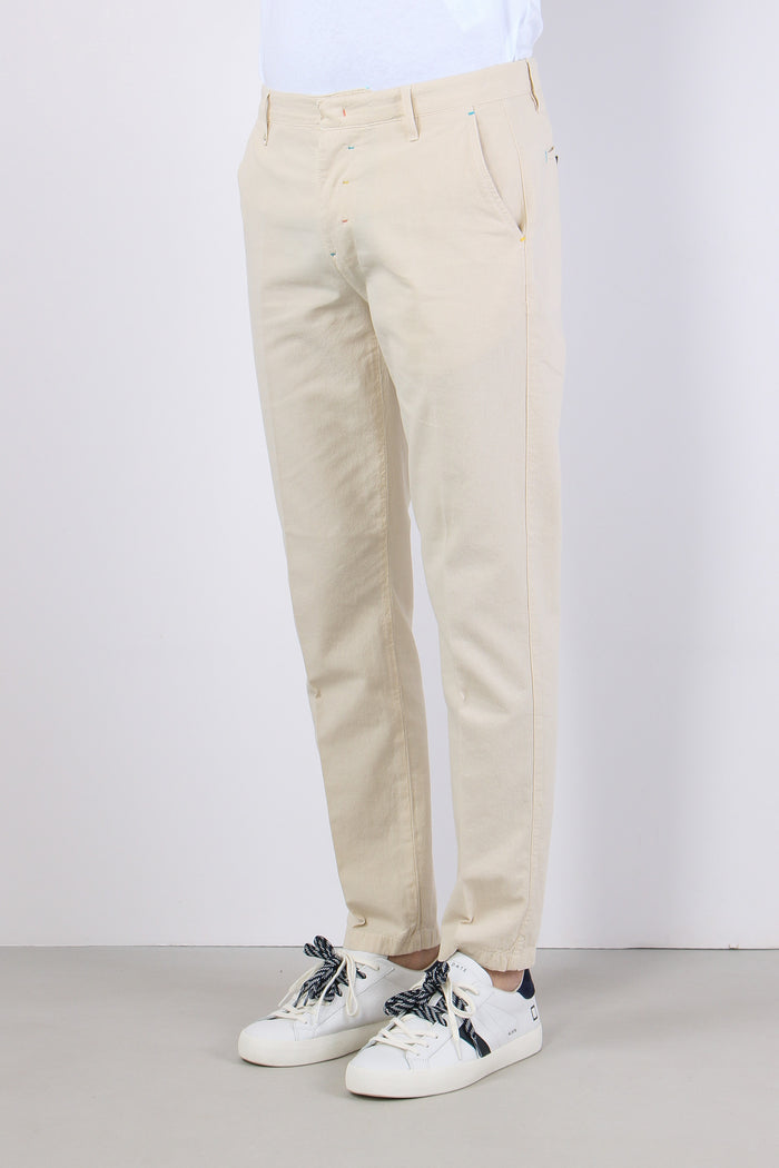 Pantalone Chino Misto Lino Panna-6