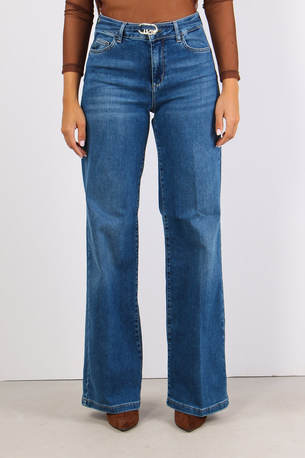 Denim Flare Cintura Denim Medio-2