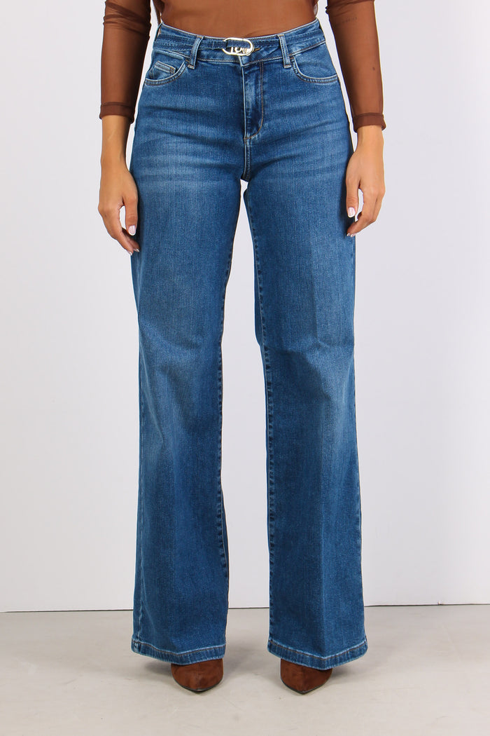 Denim Flare Cintura Denim Medio-2