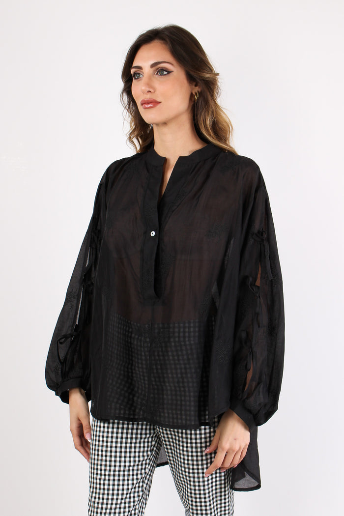 Camicia Mussola Fiocchi Nero-3