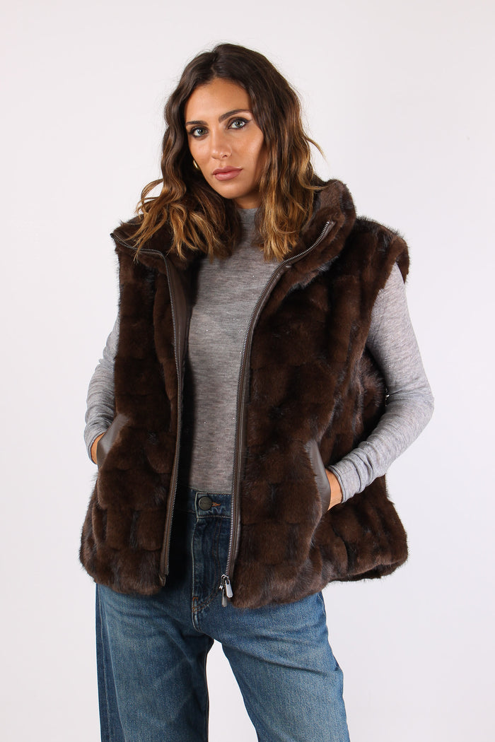 Glossinia Gilet Ecopelliccia Chicco Caffe-4