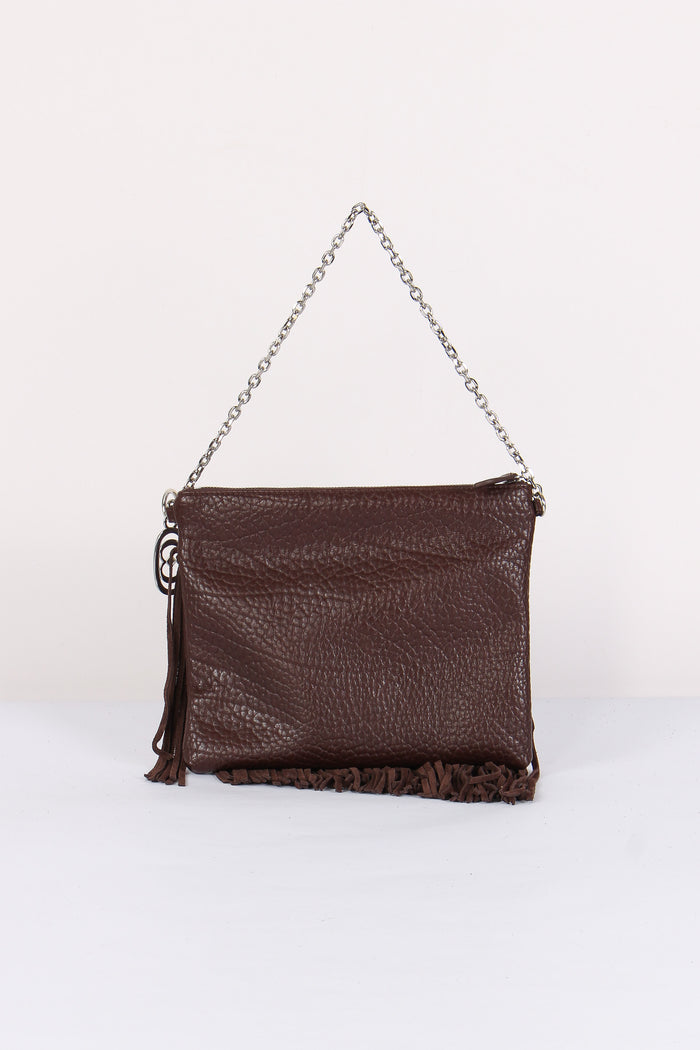 Tracolla Patta Borchie Frange Dark Brown-5