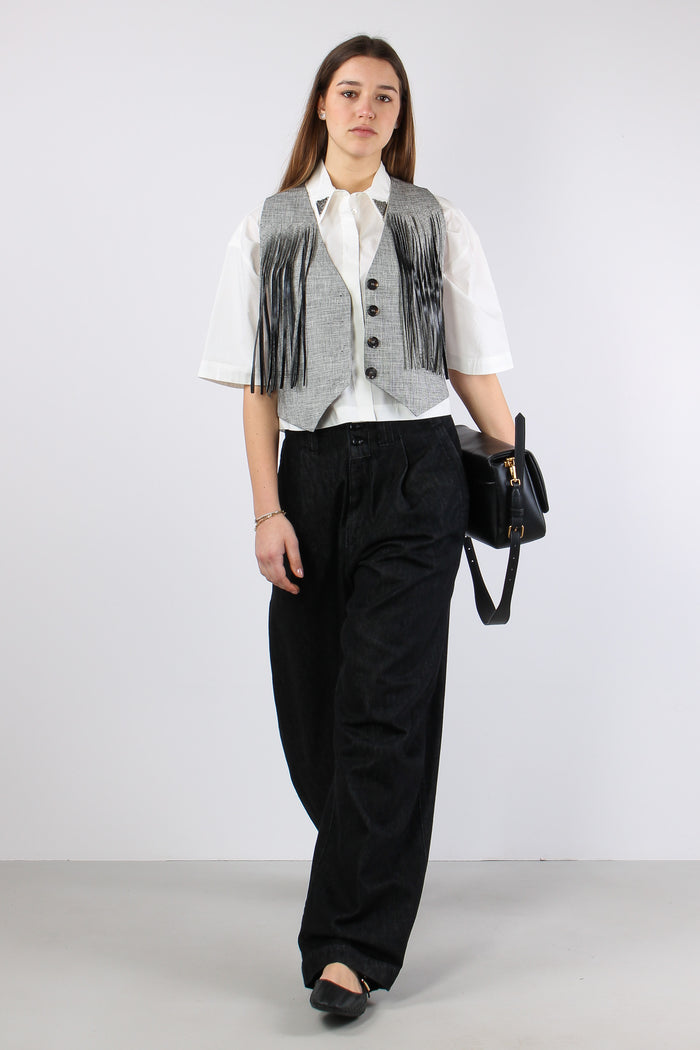 Boretto Gilet Lino Cotone Nero/bianco-3