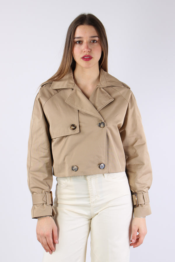 Trench Corto Cotone Beige-2