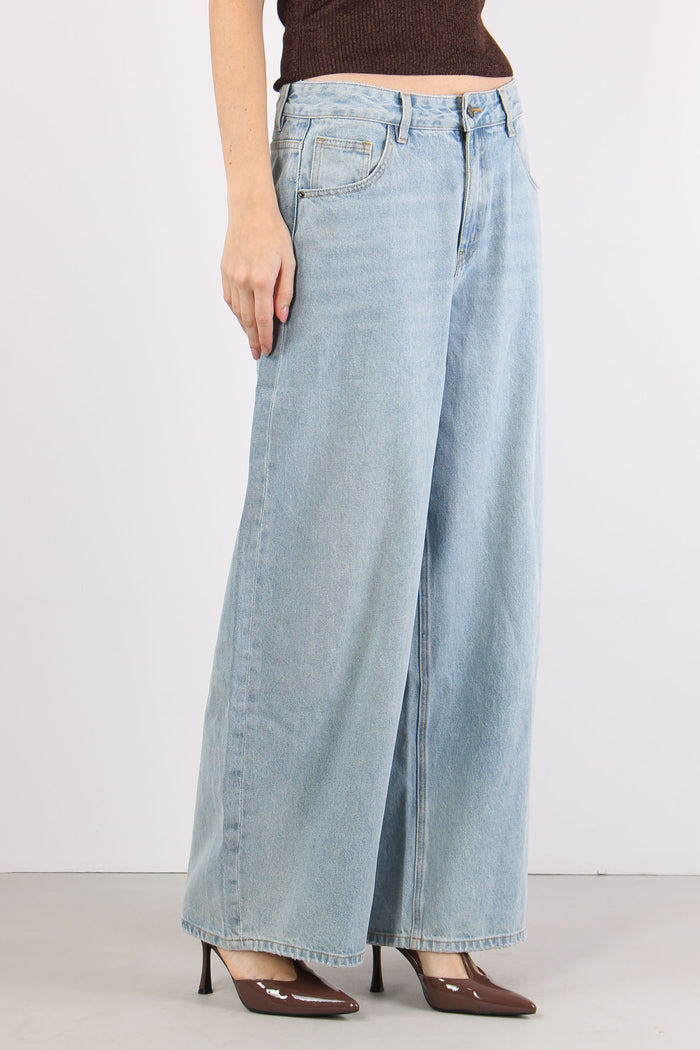 Denim Palazzo Pulito Denim Chiaro-5