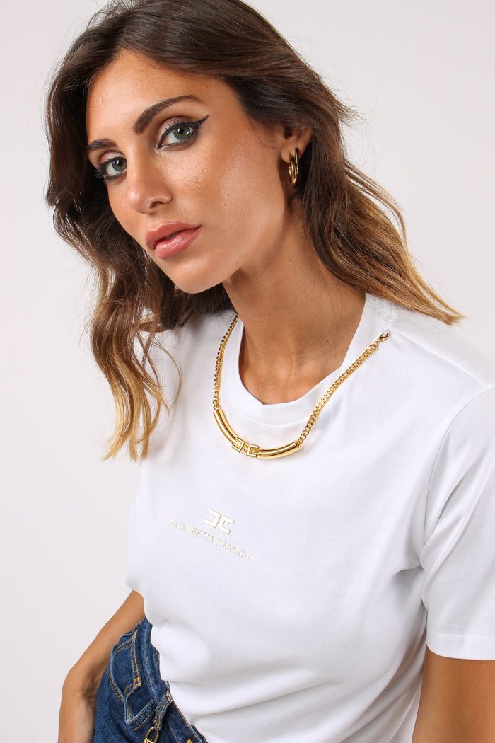 T-shirt Logo Catena Collo Gesso-4