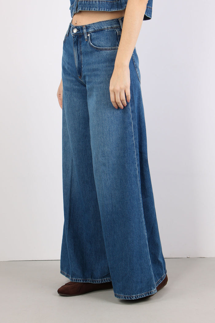 Jeans Flare Ampio Denim Scuro-3