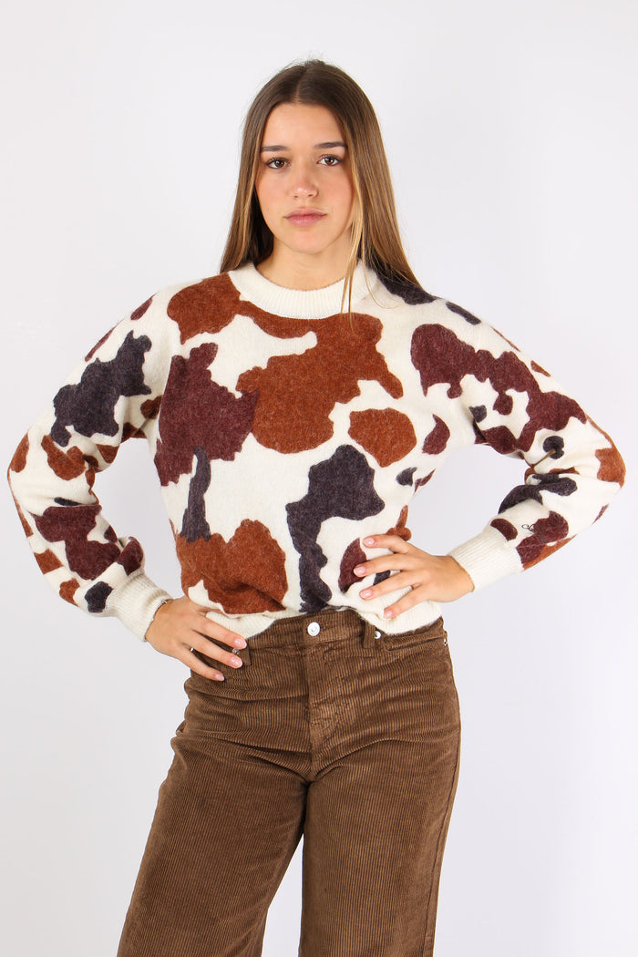 Maglia Stampa Cow Skin Panna-2