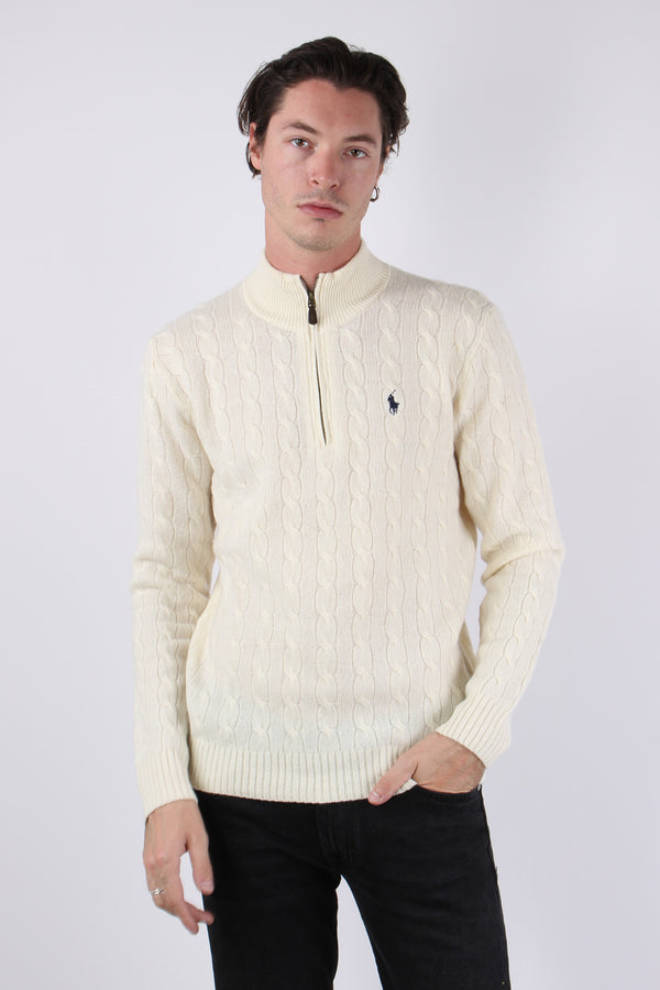 Felpa Mezza Zip Tecnica Cream