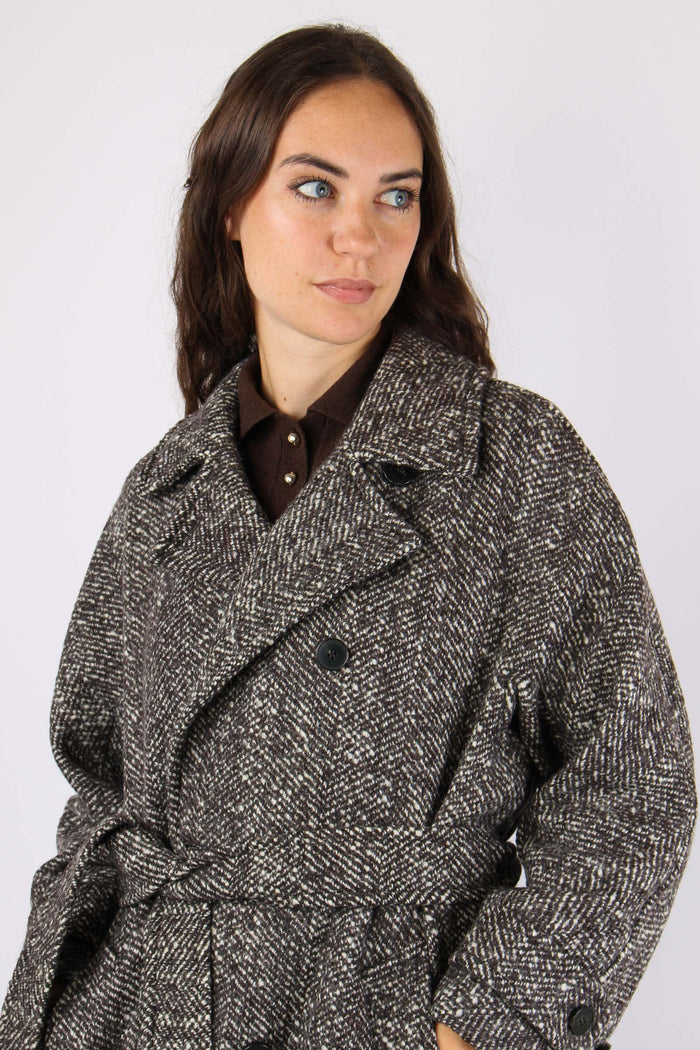 Mllsecolo Cappotto Boucle Spinato Testa Di Moro-7