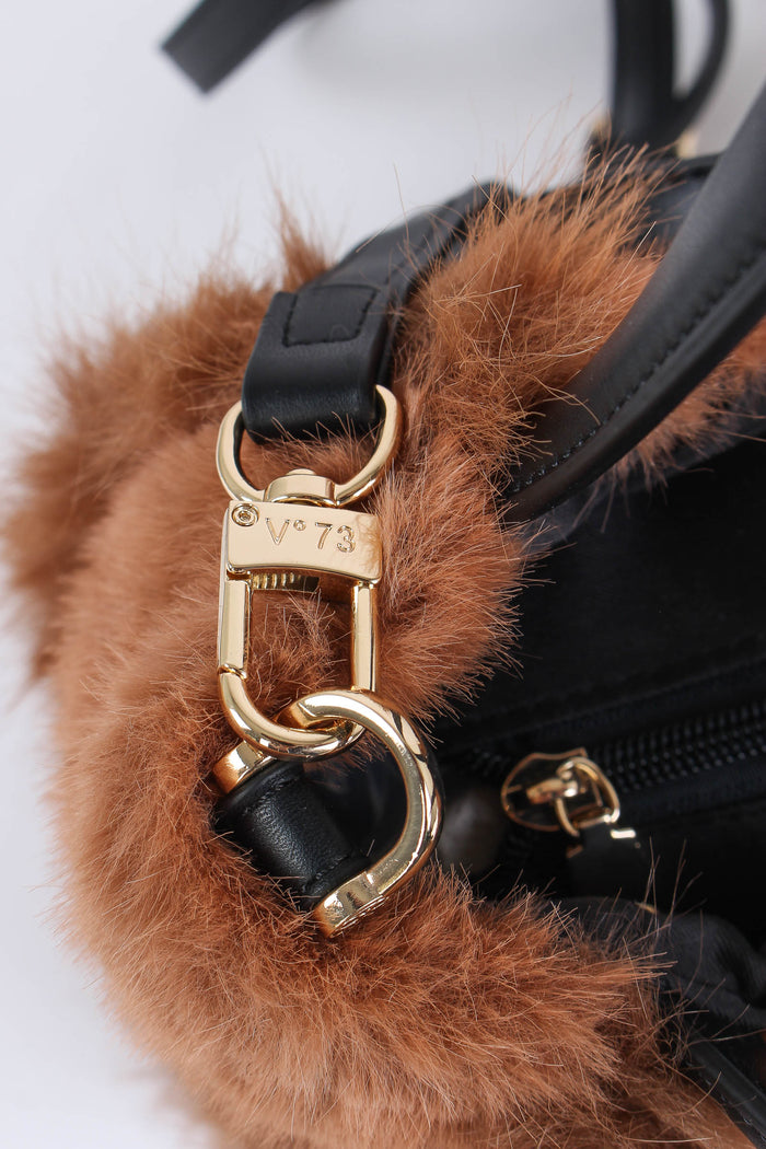 Smeraldo Mini Shopping Ecopeliccia Cannella/nero-7