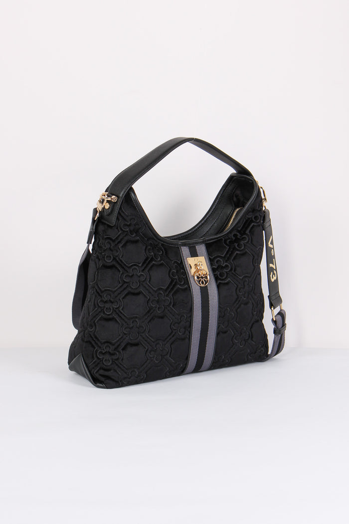 Cate Hobo Velluto Jacquard Nero/grigio-6
