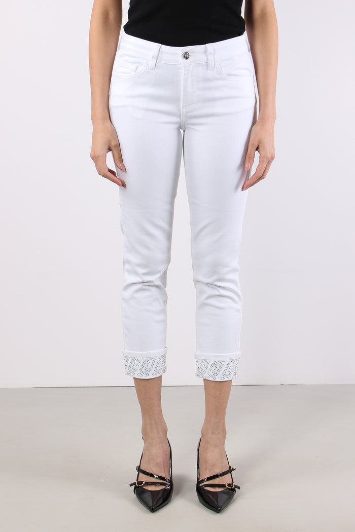 Jeans Monroe Risvolto Strass Bianco Ottico-2