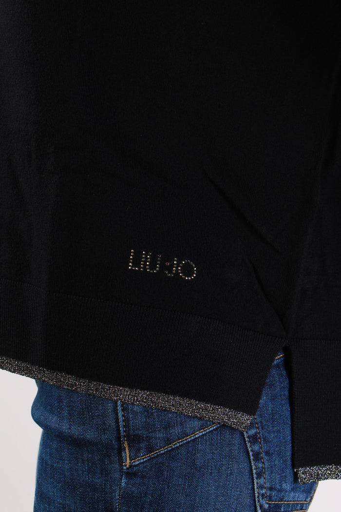 Maglia Gircollo Over Lurex Nero-7