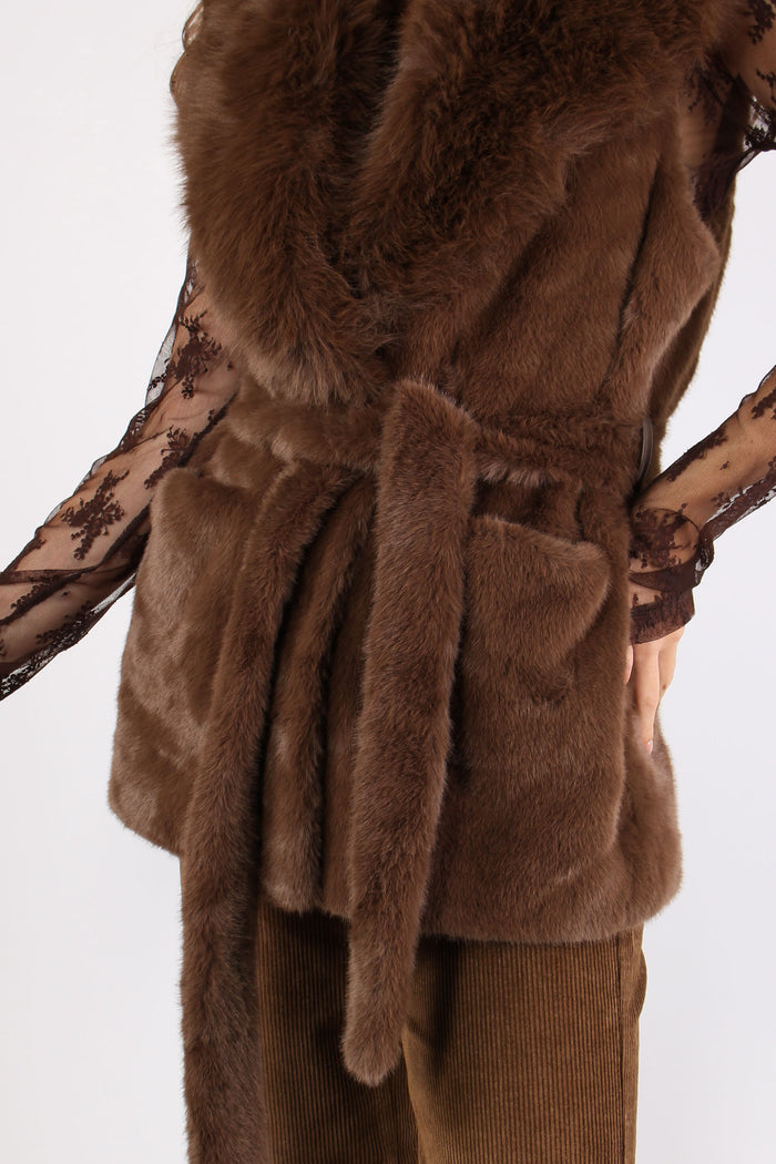 Penny Gilet Ecopelliccia Marrone-8