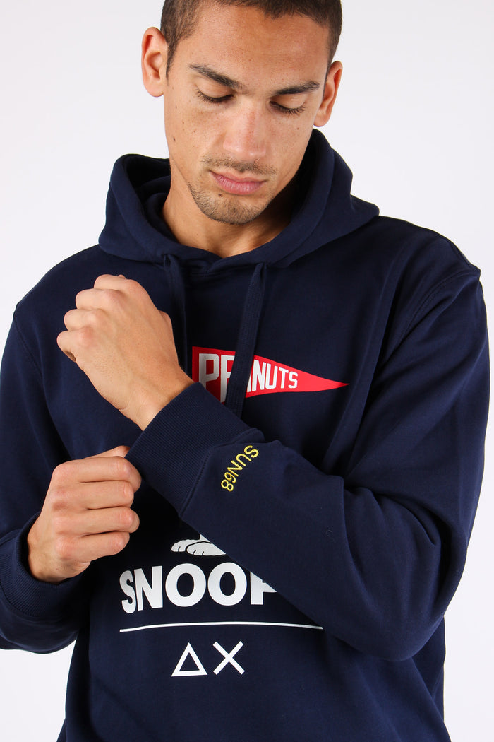 Felpa Cappuccio Maxi Stampa Navy Blue-8