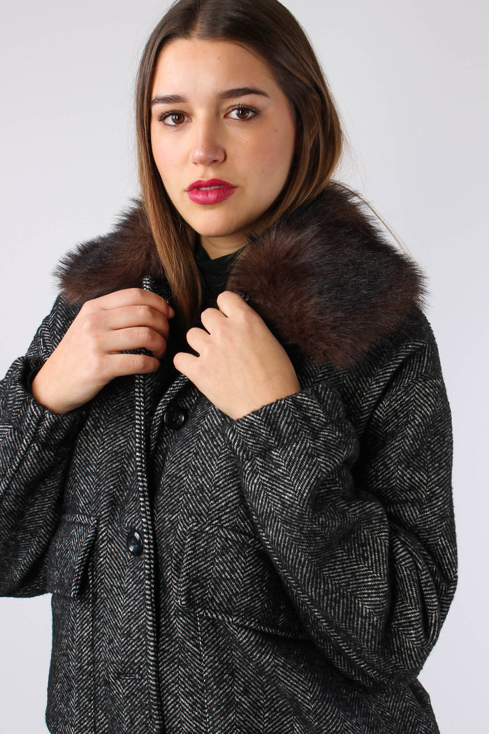 Bomber Resca Ecopelliccia Nero-4