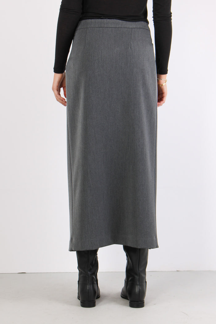 Gonna Assimetrica Flanella Grigio-5