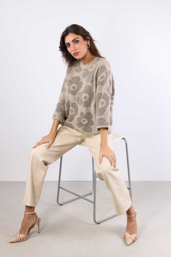 Maglia Girocollo Fiori Oro-3