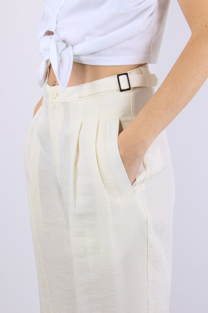 Pantalone Fluido Pences Panna-8