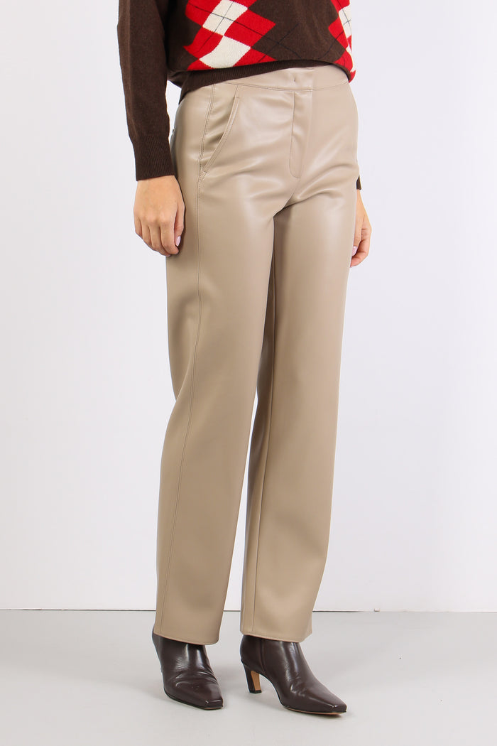 Mllpalude Pantalone Ecopelle Tortora-4