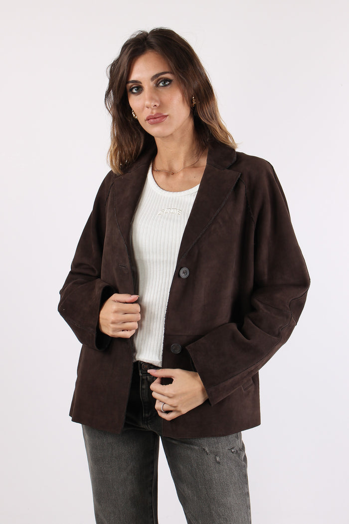 Giacca Monopetto Suede Dark Brown-4