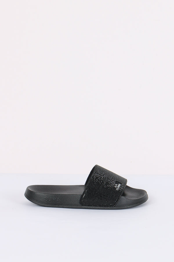 Ciabatta Fascia Strass Nero