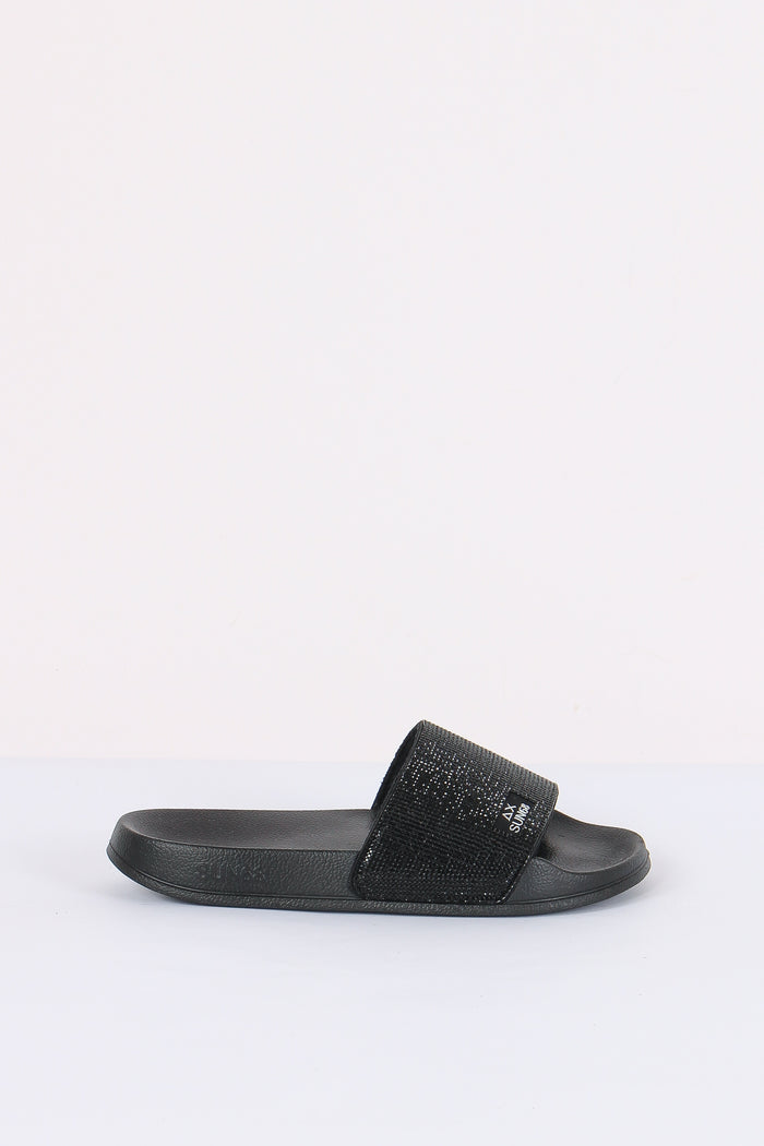 Ciabatta Fascia Strass Nero