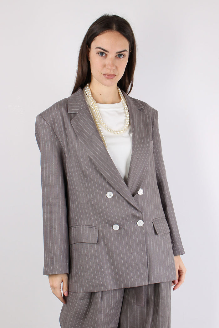 Giacca Lino Gessata Grigio-3