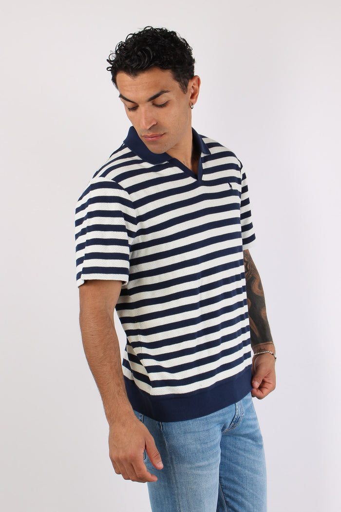 Polo In Maglia Riga Navy/cream-6