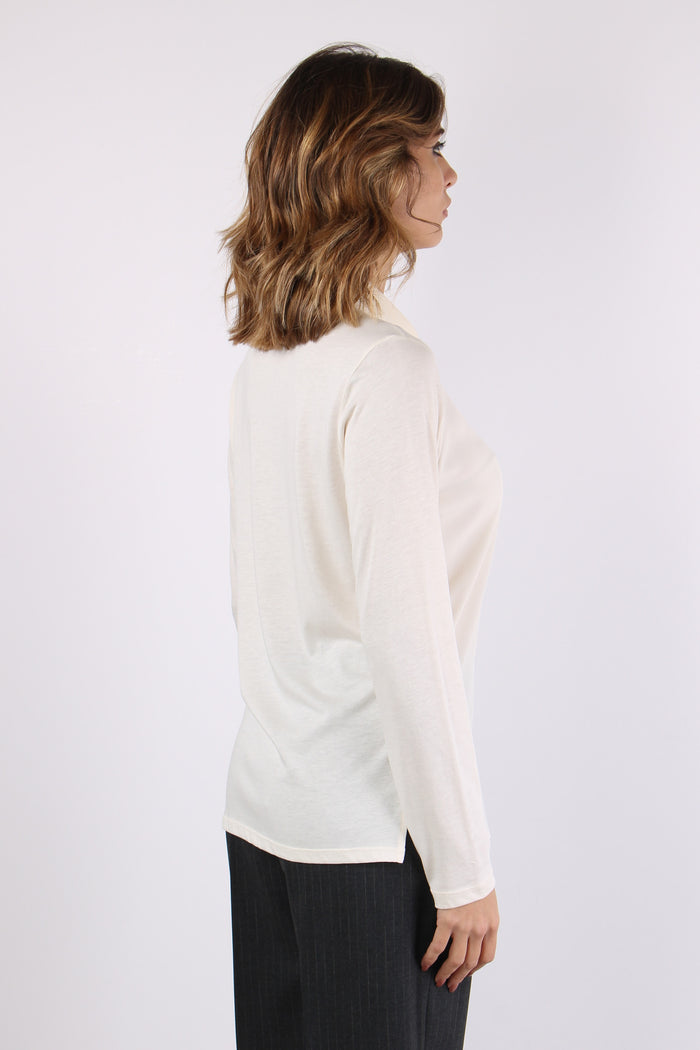 Camicia Misto Seta Panna-6