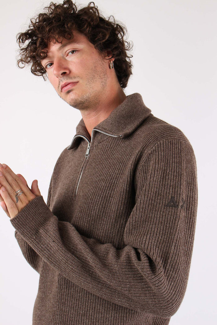Mezza Zip Costa Inglese Tortora-6