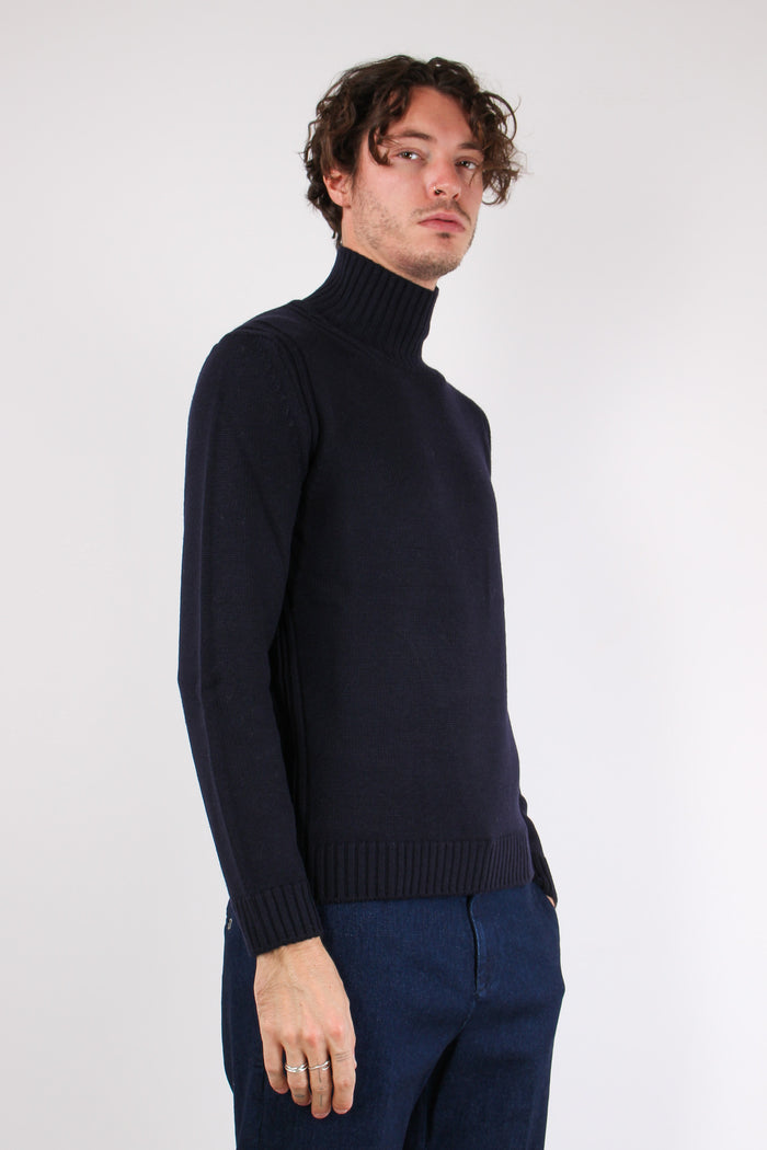 Maglia Collo In Piedi Blu-3