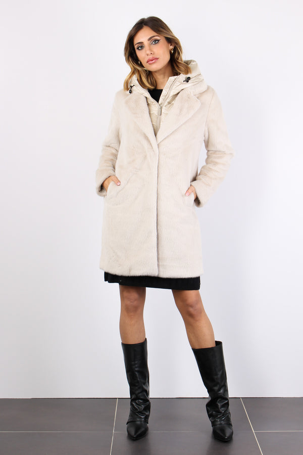 Cappotto Ecopelliccia Piuma Crystal Grey