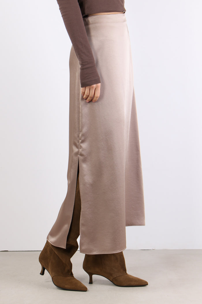 Angelo Gonna Raso Lunga Marron Glace-5