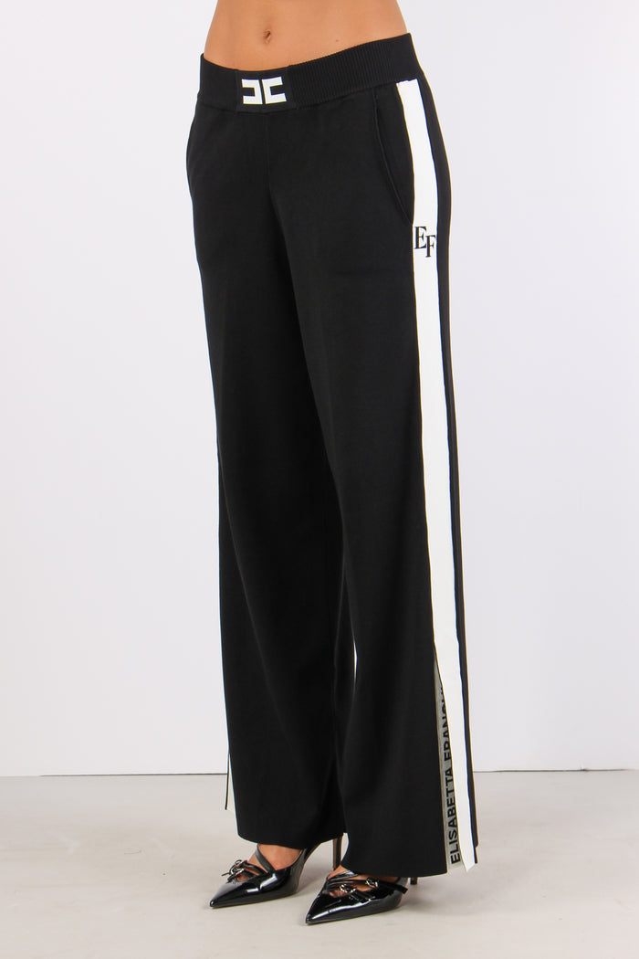 Pantalone Palazzo Tricot Nero/milk-4