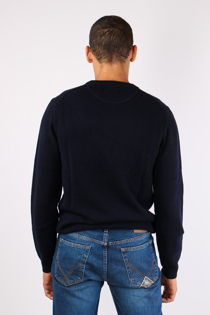 Girocollo Lana Cashmere Navy Blue-4