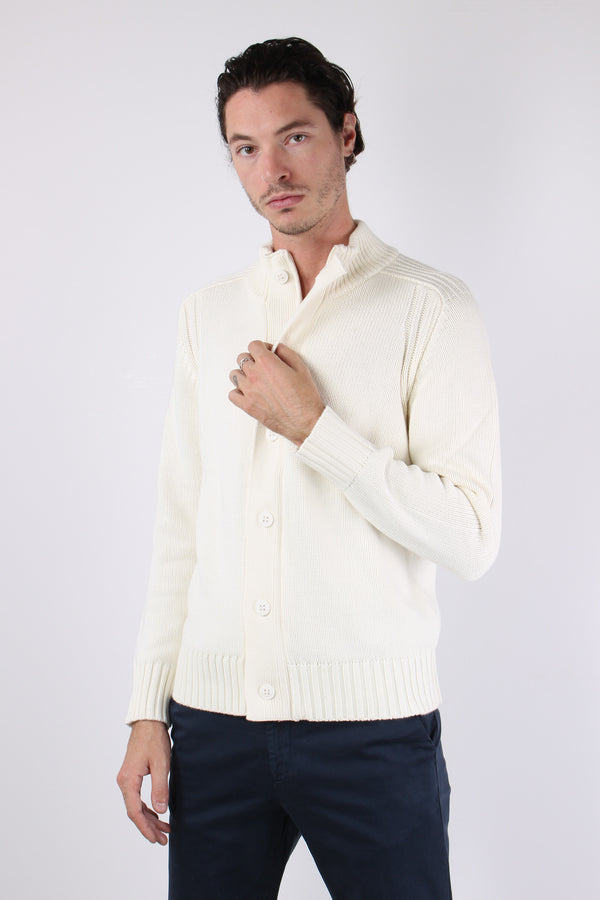 Cardigan Bottoni Cotone Optic White-2